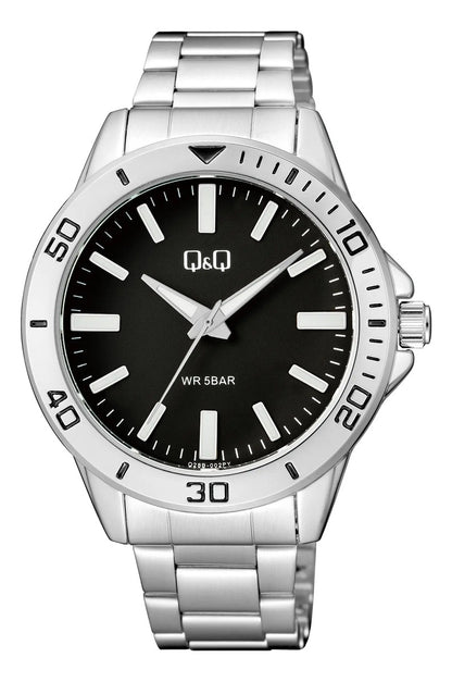 Reloj Q&q Metal Hombre 44mm Q28b-002py - Plateado