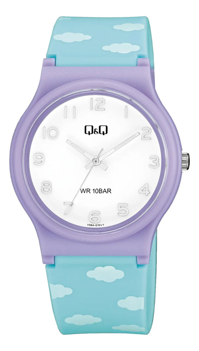 Reloj Q&q Silicona Dama 34mm V06a-015vy - Celeste