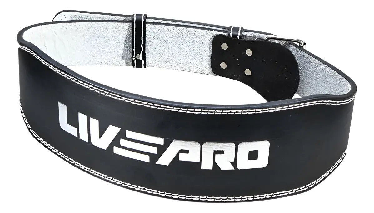 Cinturón Levantamiento Gym En Cuero Pesado M Livepro Negro