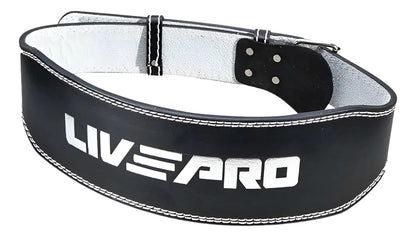 Cinturón Levantamiento Gym En Cuero Pesado M Livepro Negro
