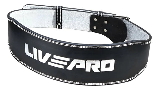 Cinturón Levantamiento Gym En Cuero Pesado M Livepro Negro