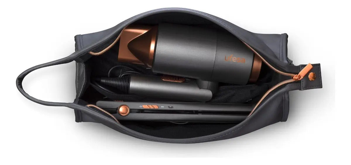 Pack Secador De Pelo + Plancha Ufesa My Glamour Set Gris Oscuro
