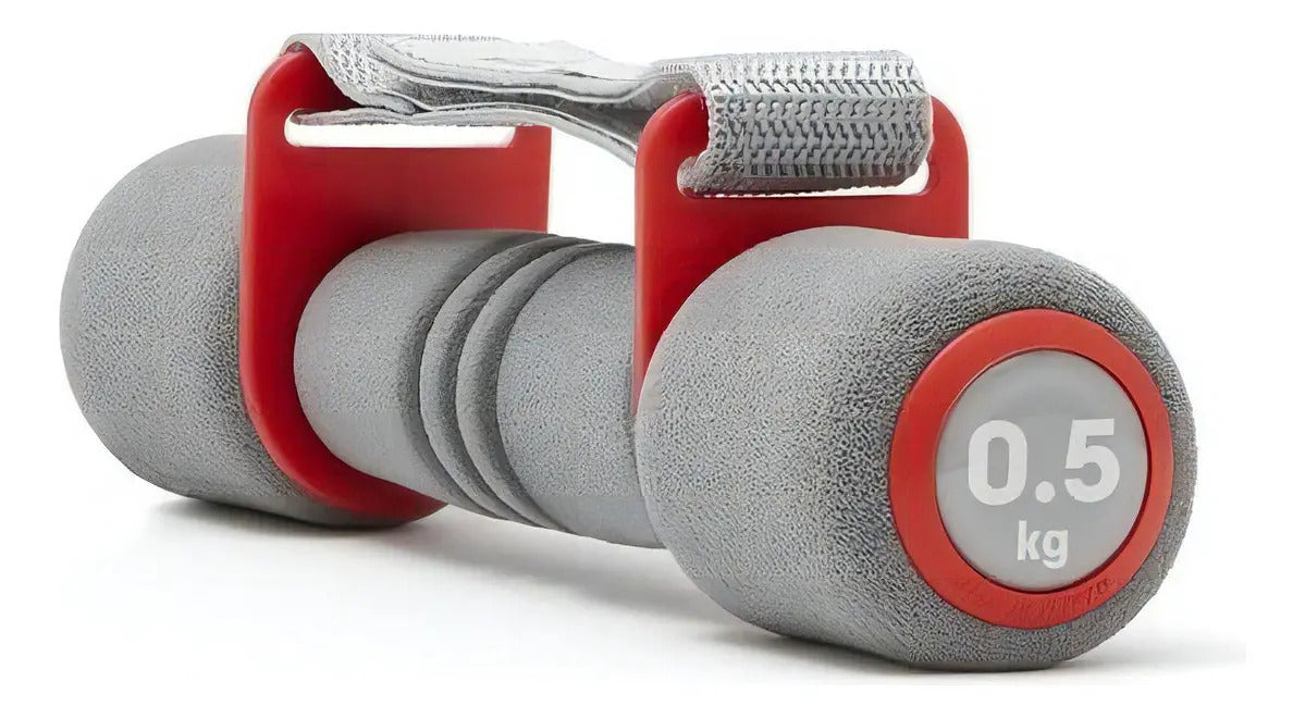 Pack 2 Mancuernas Acolchonadas Reebok 0,5kg C/u - Gris/rojo