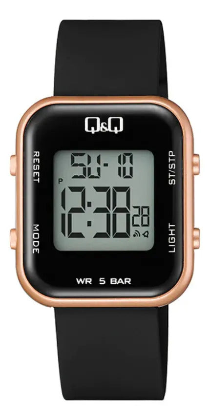 Reloj Digital Q&q Silicona Dama 34mm M207j004y - Negro