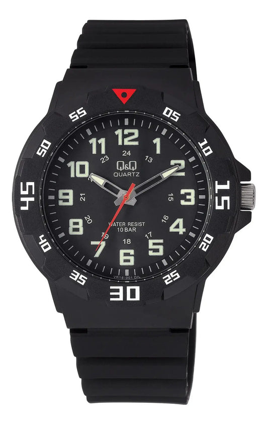 Reloj Q&q Silicona Hombre 43mm Vr18j001y - Negro