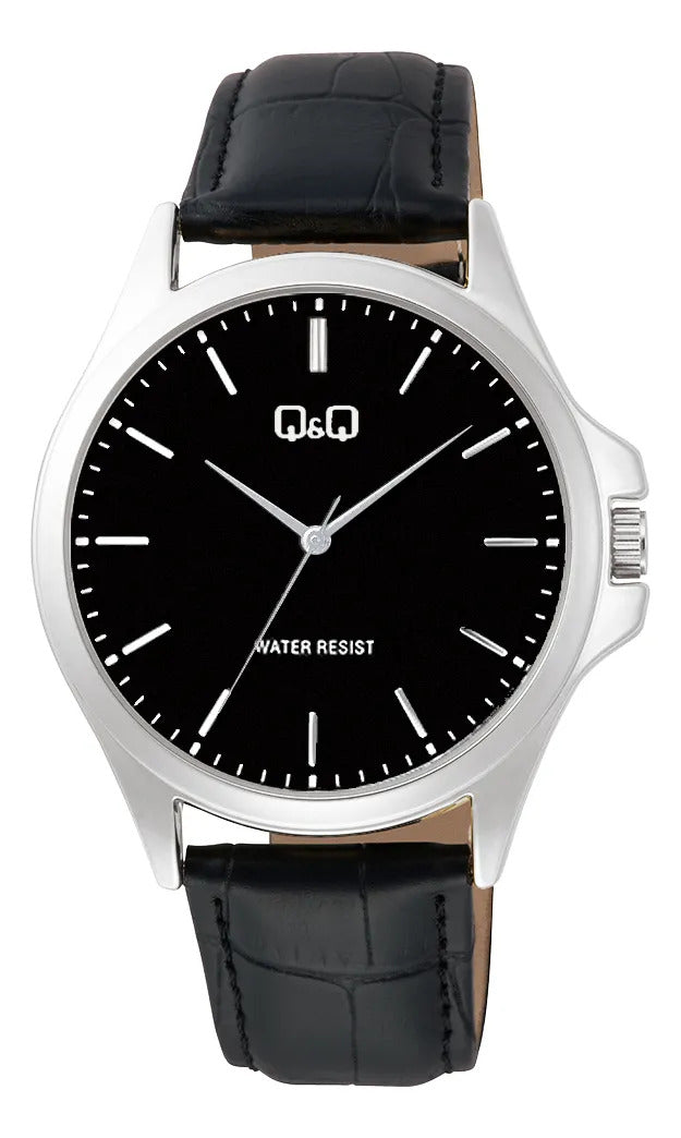 Reloj Q&q Cuero Hombre 40mm C36a-015py - Negro