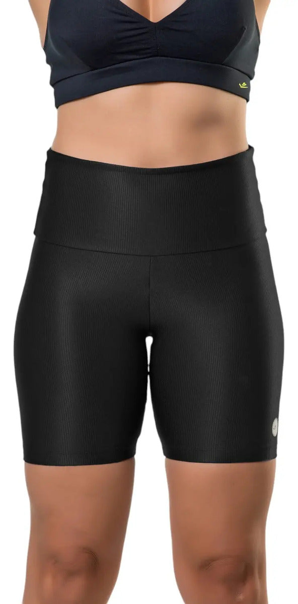 Calza Corta Dama Con Diseño Fitness Uv50+ Elite - Negro Xl
