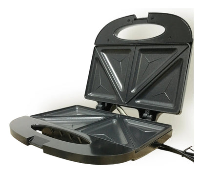 Sandwichera Eléctrica Antiadherente 2 En 1 - Negro