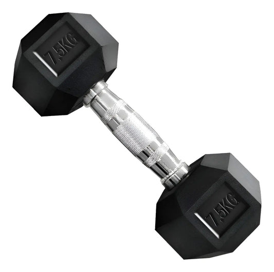 Mancuerna Hexagonal Hierro Recubierto 7,5kg Rhino Negro