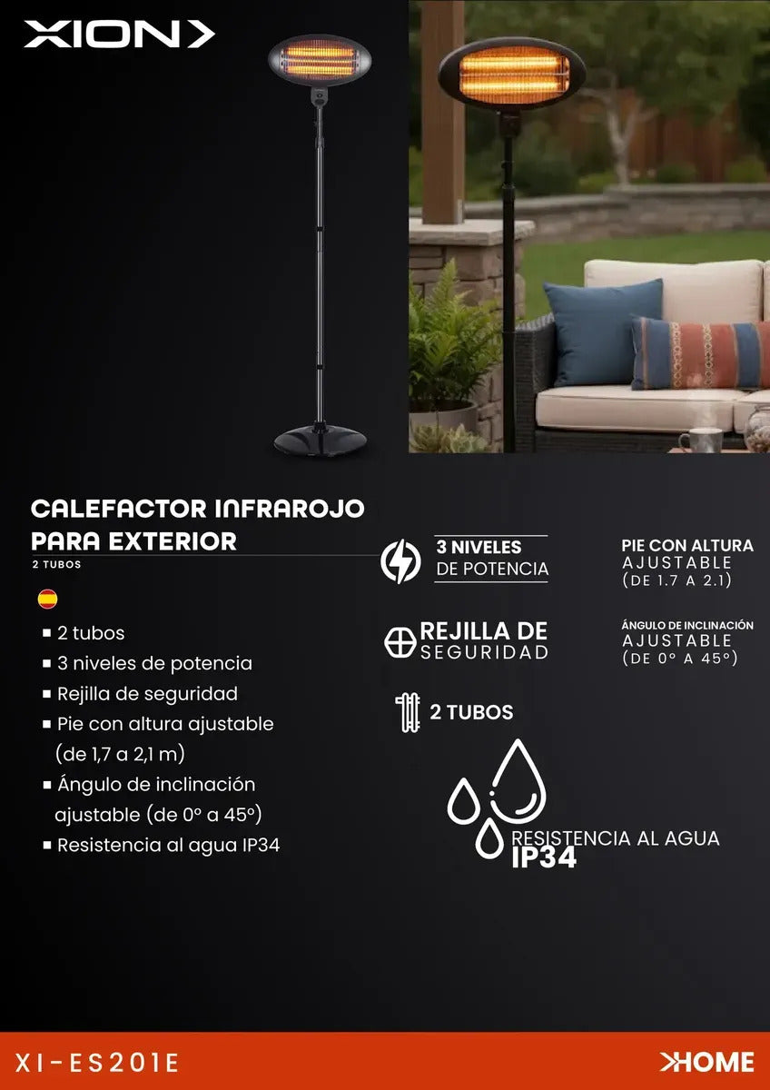 Calefactor Infrarrojo Para Exterior Xion Xi-es201e Negro