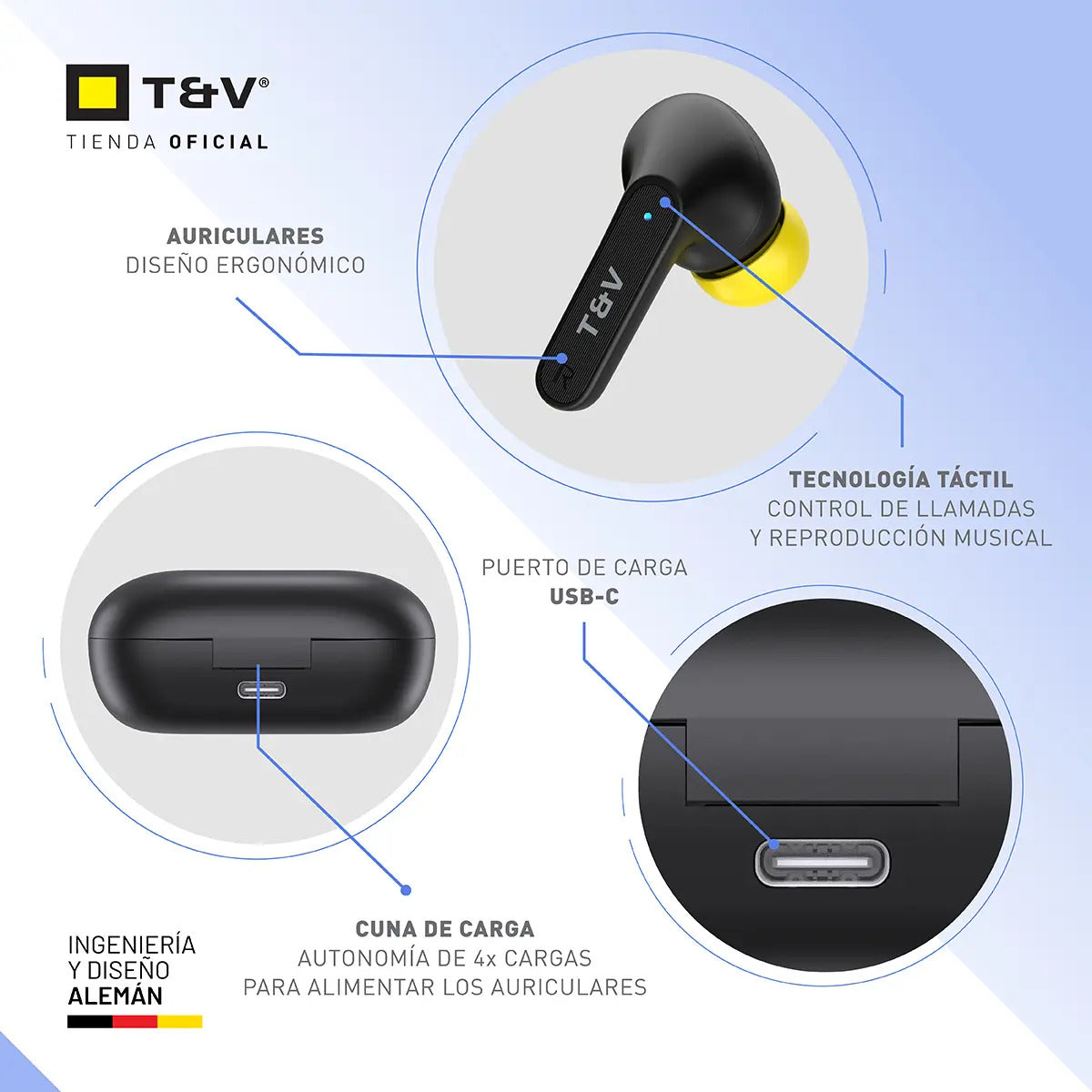 Auriculares Reis Inalámbricos Thonet & Vander - Negro