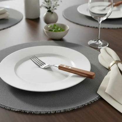 12 Tenedores De Mesa Mango Madera Kutt