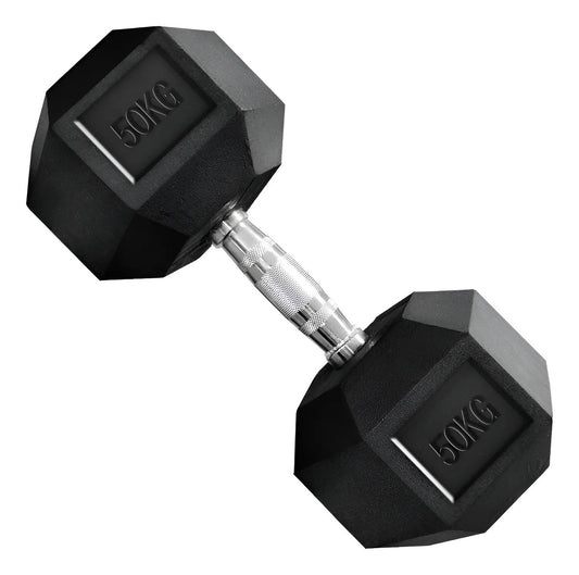 Mancuerna Hexagonal Hierro Recubierto 50kg Rhino Negro