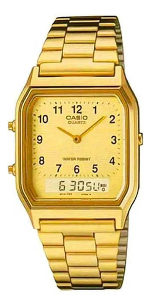 Reloj Casio Metal 30mm Aq-230ga-9b - Dorado