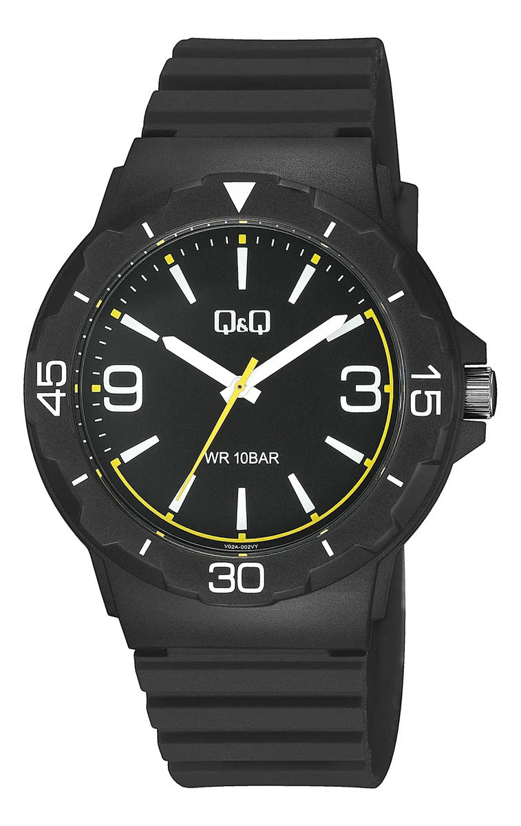 Reloj Q&q Silicona Hombre 43mm V02a-002vy - Negro