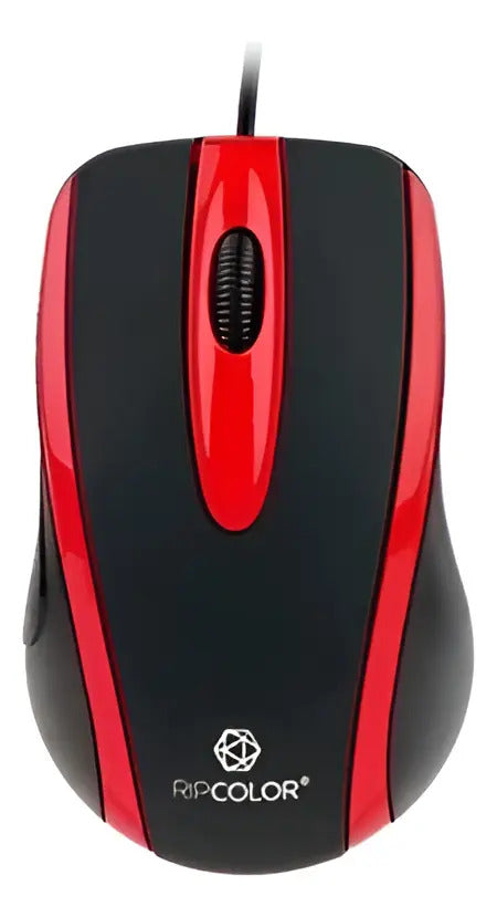 Mouse Óptico Usb Ripcolor B0601r - Negro Con Rojo