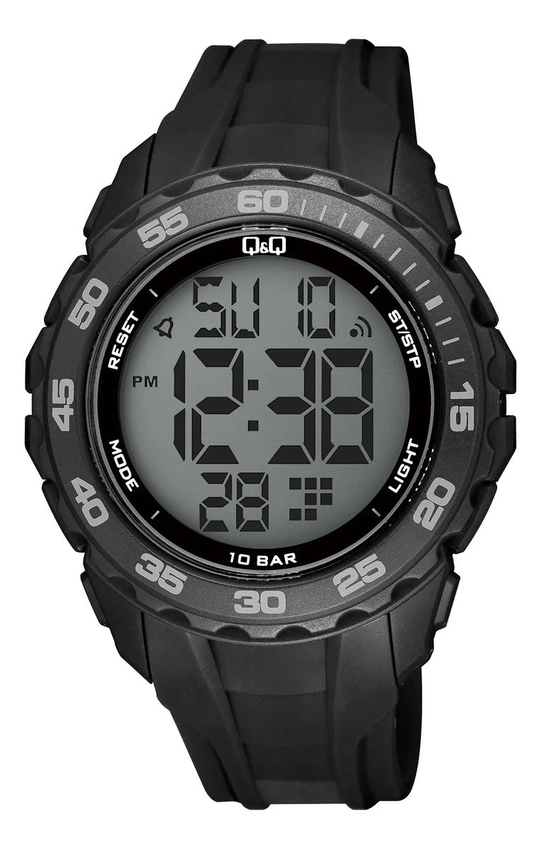 Reloj Digital Q&q Cuero Hombre 46mm G06a-001vy - Negro