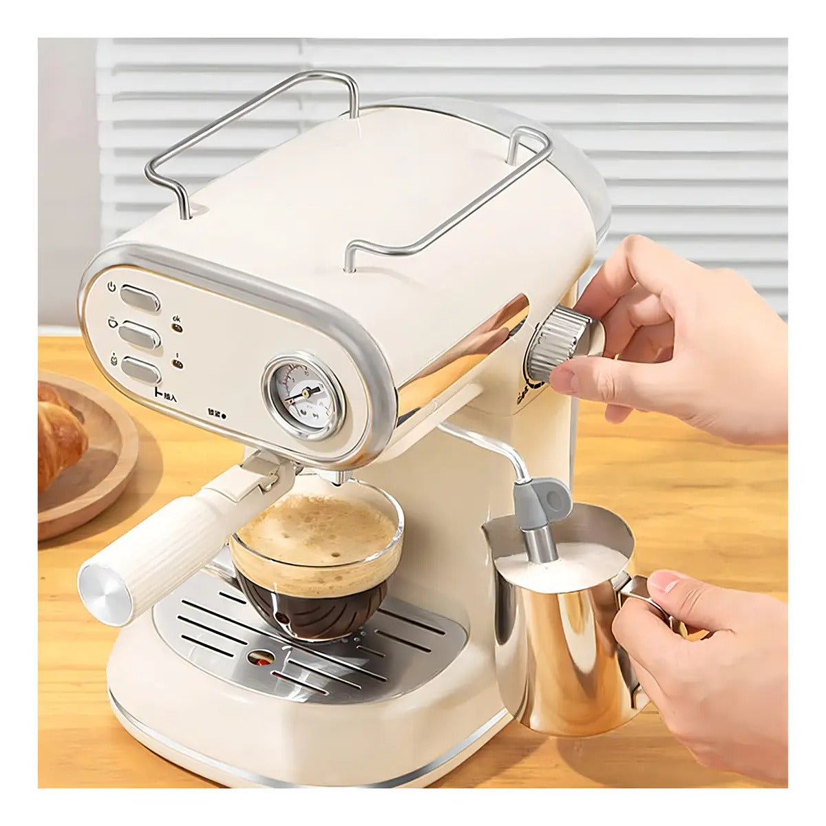 Cafetera Expreso Capuccino Retro 1,5l Xion Xi-cm71 Beige