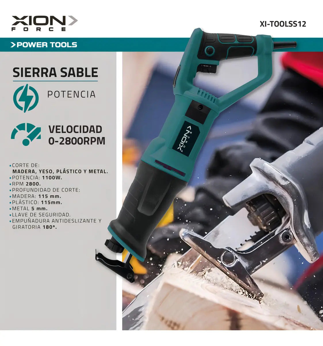 Sierra Sable 1100w Xion Mango Giratorio Xi-toolss12