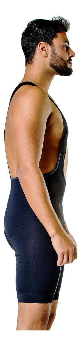 Calza Corta Con Tiradores Ciclismo Pro Elite - Negro S