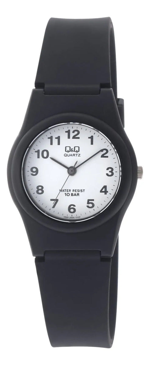 Reloj Q&q Silicona Dama 28mm Vq81j005y - Negro Blanco