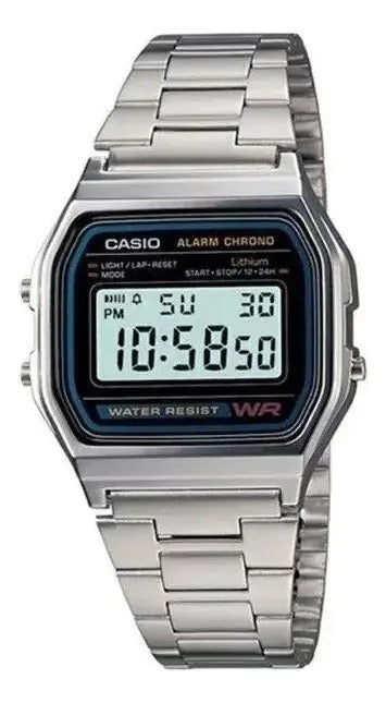 Reloj Casio Digital Metal 37mm A-158wa-1d - Plateado Gris