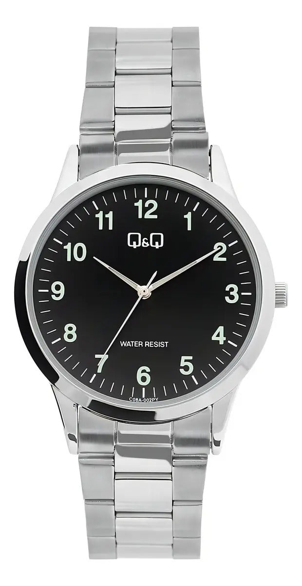 Reloj Q&q Metal Hombre 40mm C08a-002py - Plateado Negro