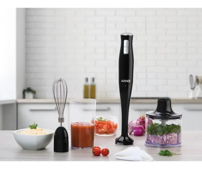 Mixer Arno 3 En 1 Acero Inoxidable 400w + Vaso - Negro