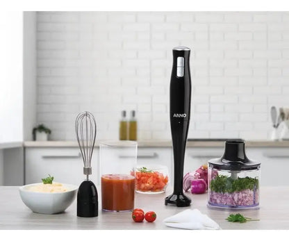 Mixer Arno 3 En 1 Acero Inoxidable 400w + Vaso - Negro