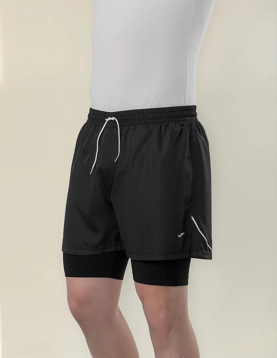 Short Con Calza Interior Perforada Deportivo Elite Negro Xl