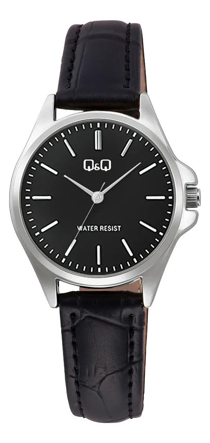 Reloj Q&q Cuero Dama 30mm C37a-015py - Negro