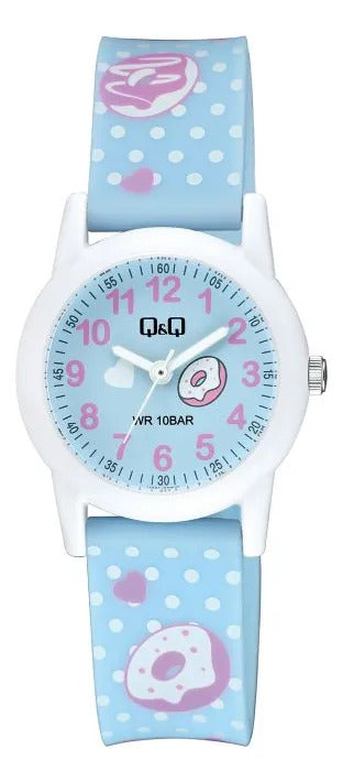 Reloj Q&q Silicona Infantil 31mm V22a-002vy - Celeste