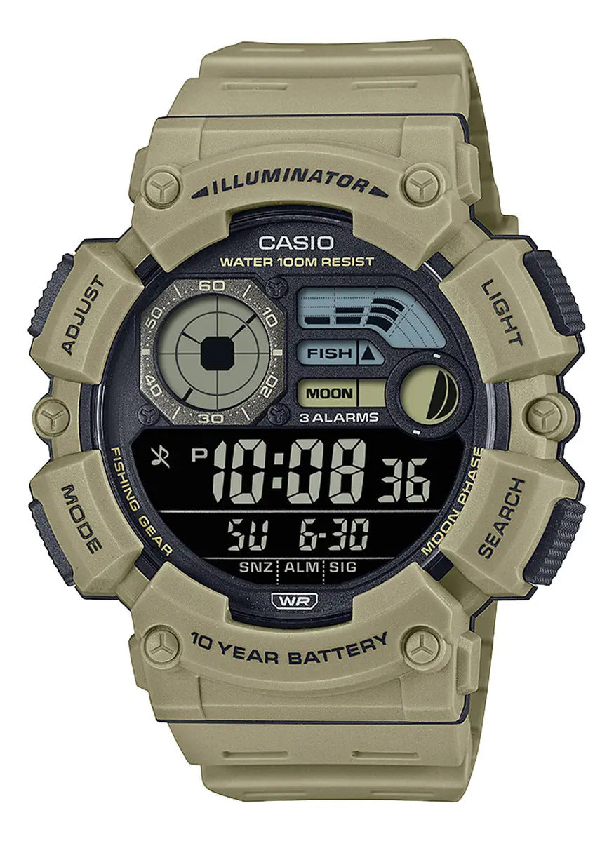Reloj Casio Digital Silicona Verde Ws-1500h-5bvdf Caqui Beige Negro