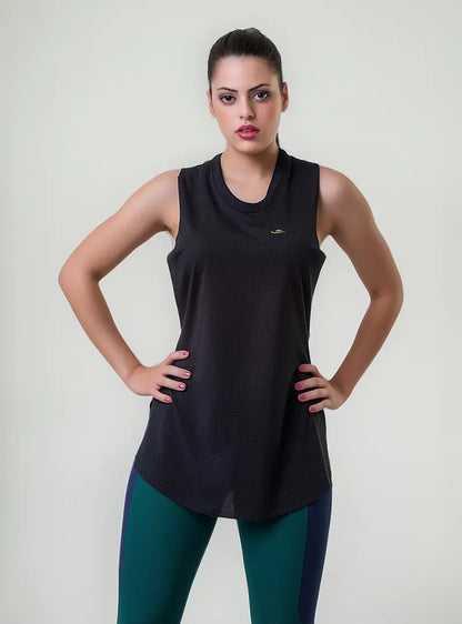 Musculosa Deportiva Dama Fitness Uv50+ Elite - Negro L