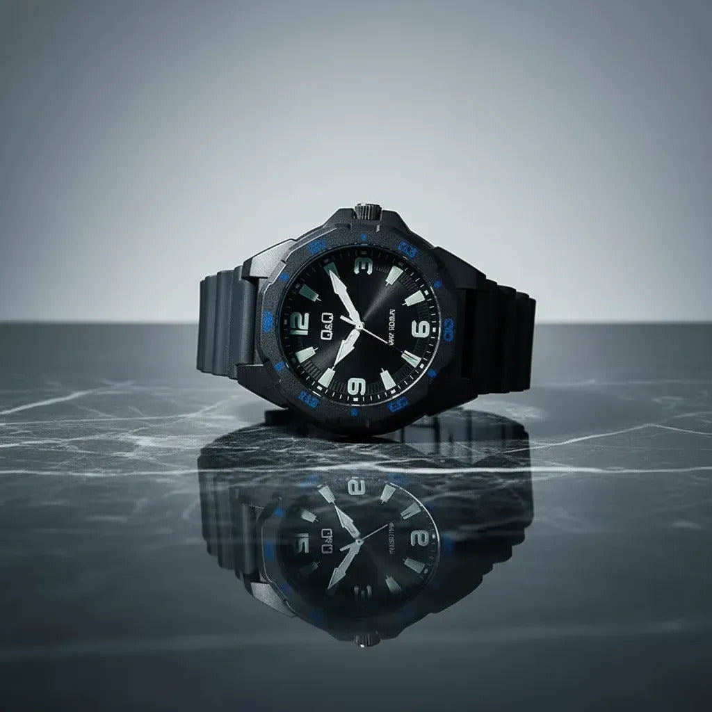 Reloj Q&q Silicona Hombre 43mm Vs44j008y - Negro