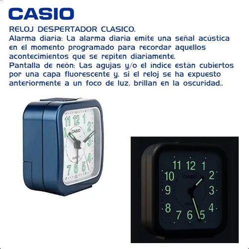 Reloj Despertador Casio Tq-141-2d Viajero - Azul