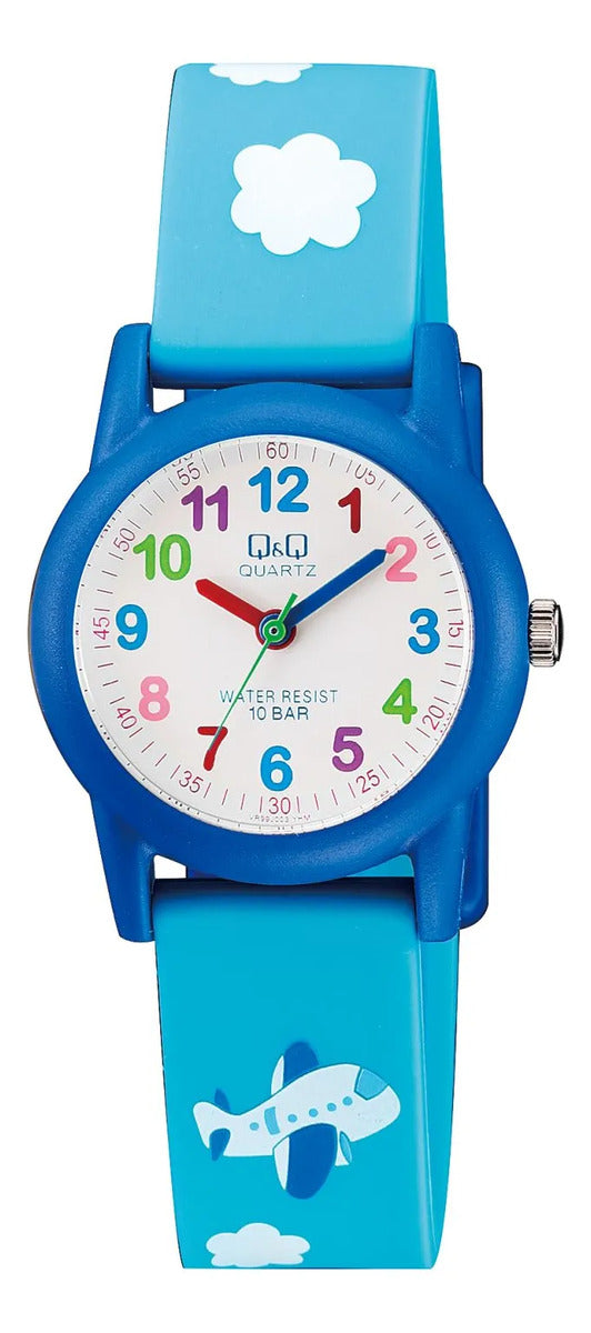 Reloj Q&q Silicona Infantil 30mm Vr99j005y - Celeste