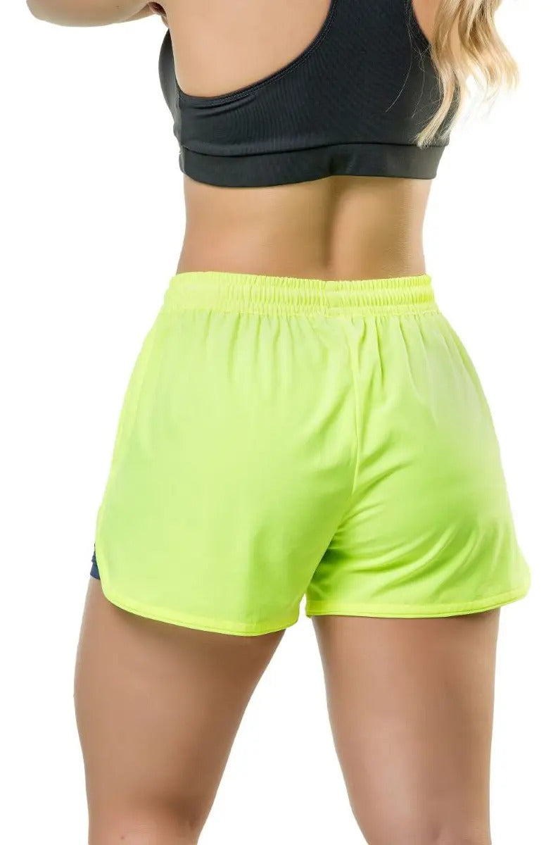 Short Corto Fitness Dama Con Calza Interna Elite - Amarillo 2xl