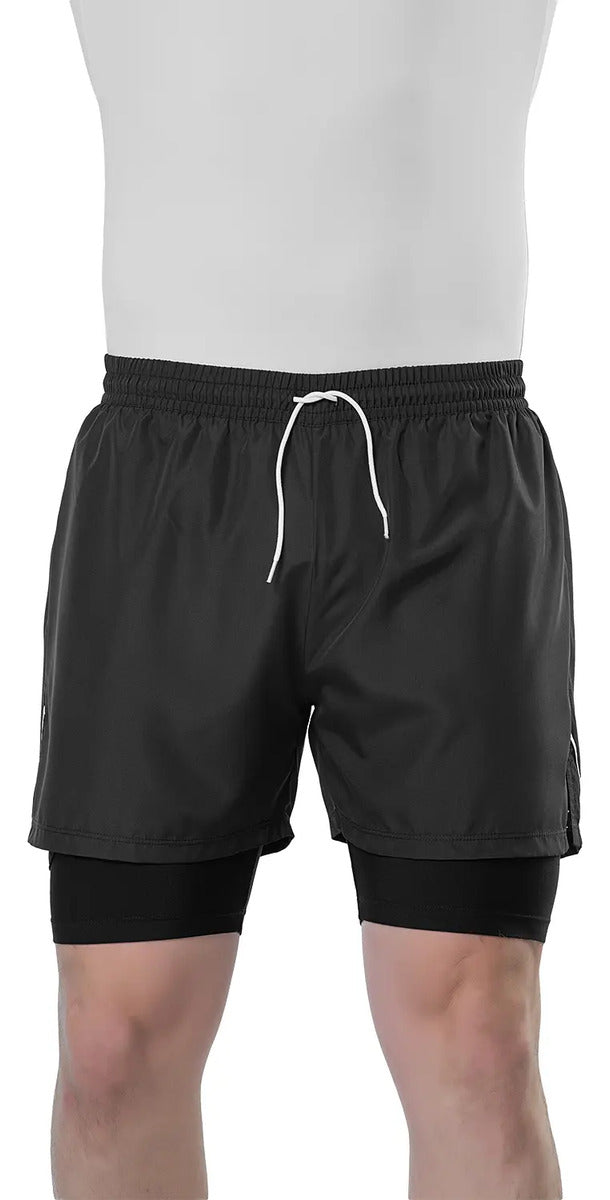 Short Con Calza Interior Perforada Deportivo Elite Negro S