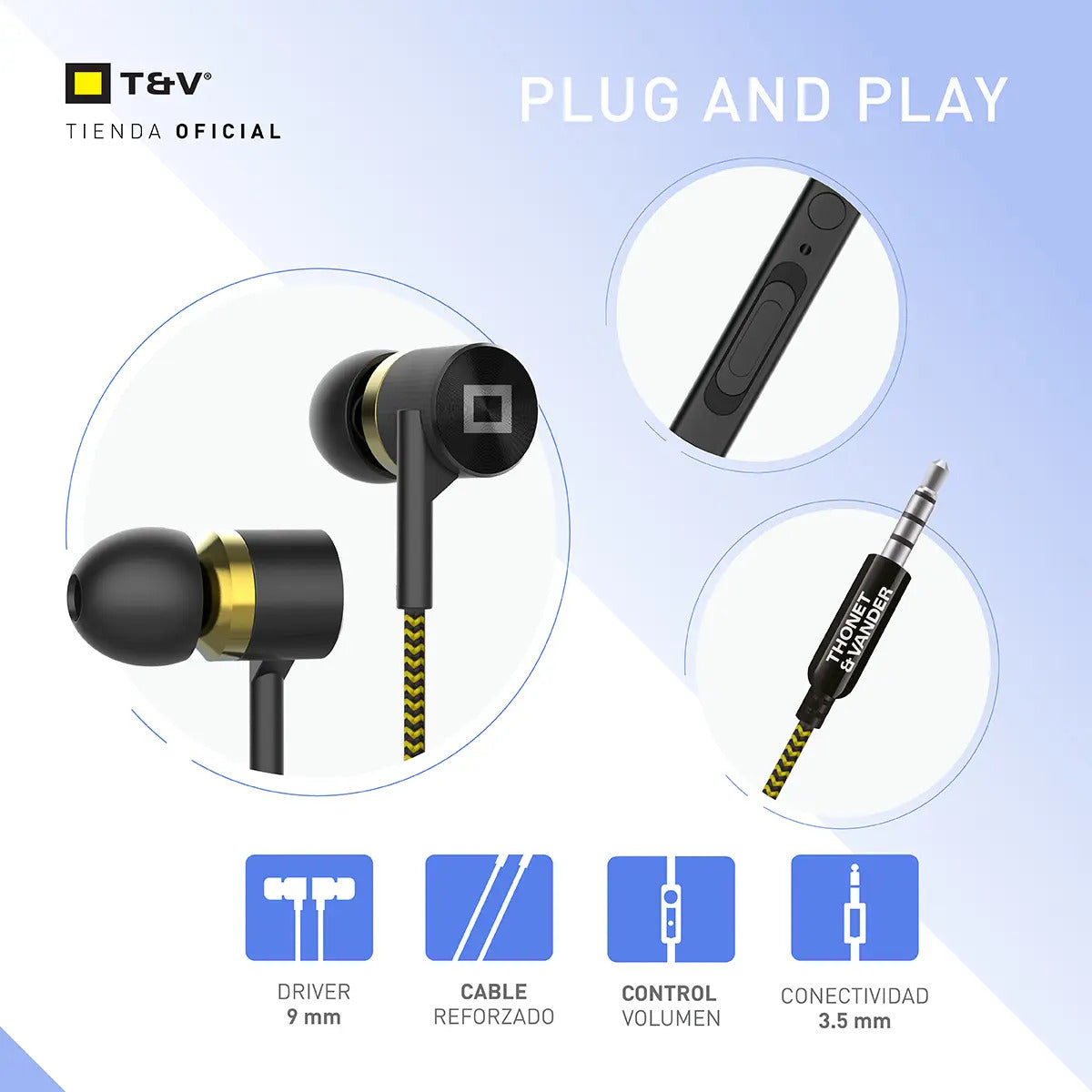 Auriculares Manos Libres Tonet & Vander Klein - Negro