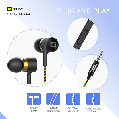 Auriculares Manos Libres Tonet & Vander Klein - Negro