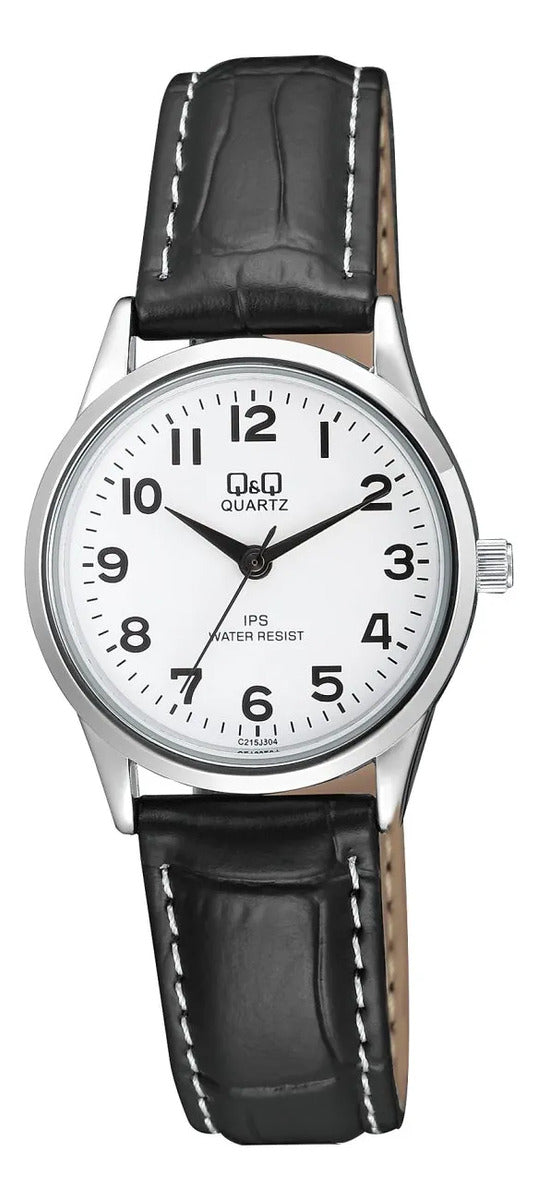 Reloj Q&q Cuero Dama 30mm C215j304y - Negro