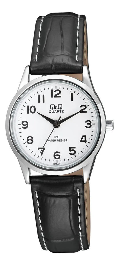 Reloj Q&q Cuero Dama 30mm C215j304y - Negro