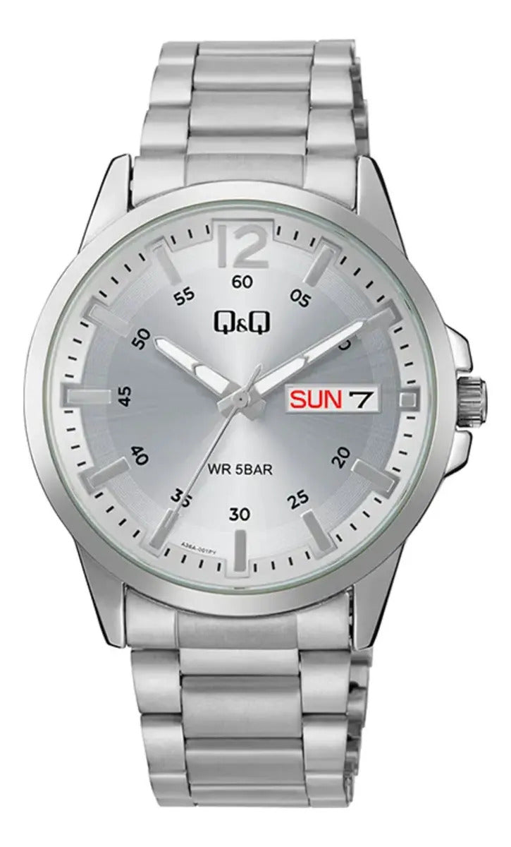Reloj Q&q Metal Hombre 42mm A36a-001py - Plateado