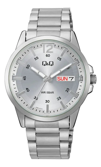 Reloj Q&q Metal Hombre 42mm A36a-001py - Plateado