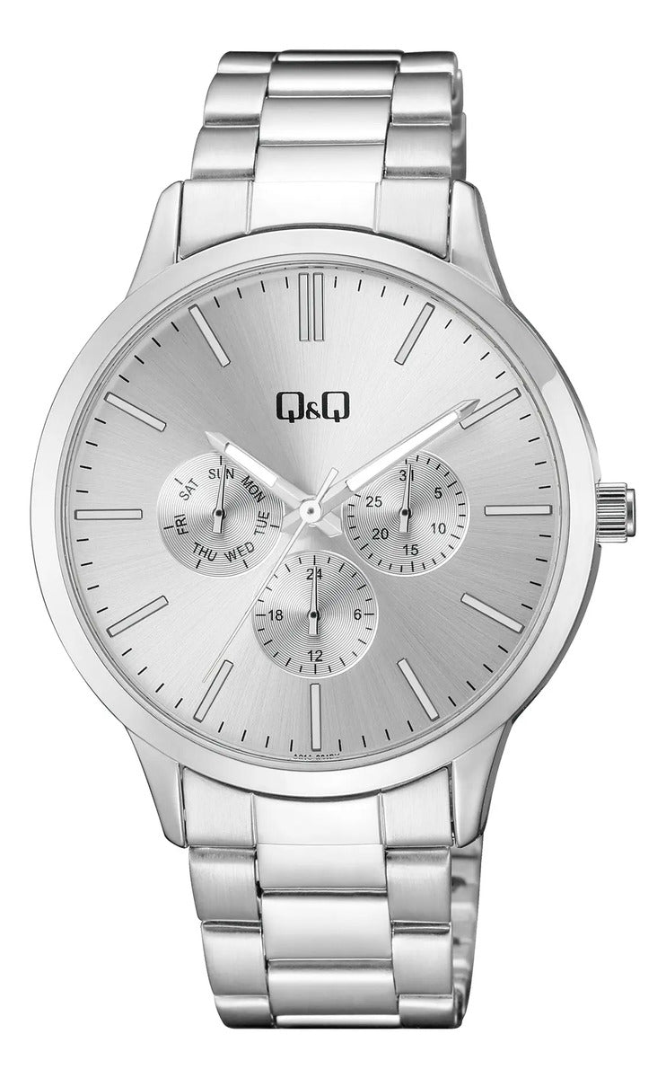 Reloj Q&q Metal Hombre 42mm A01a-001py - Plateado