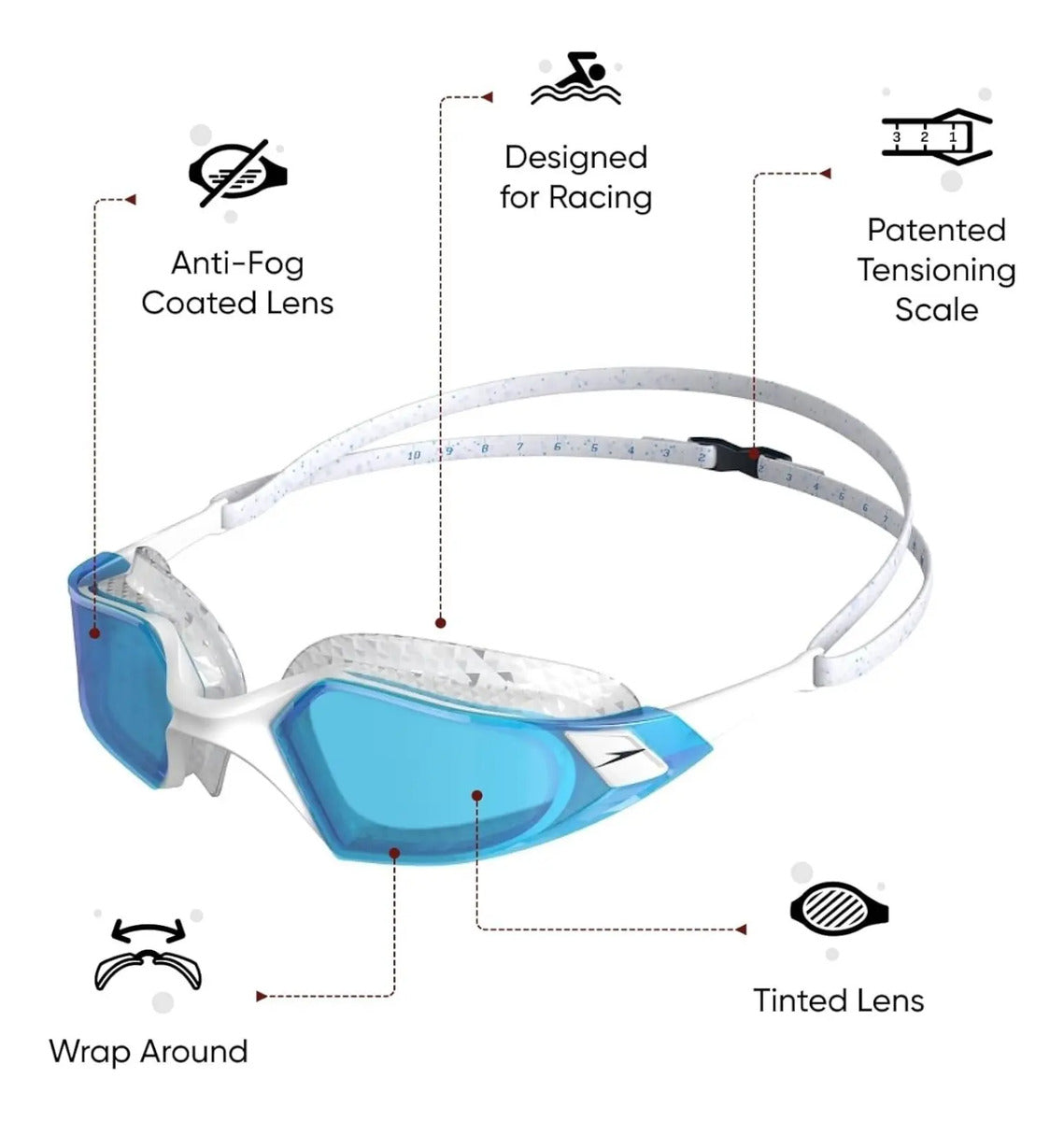 Lentes De Natación Aquapluse Pro Speedo - Celeste Transparente 004