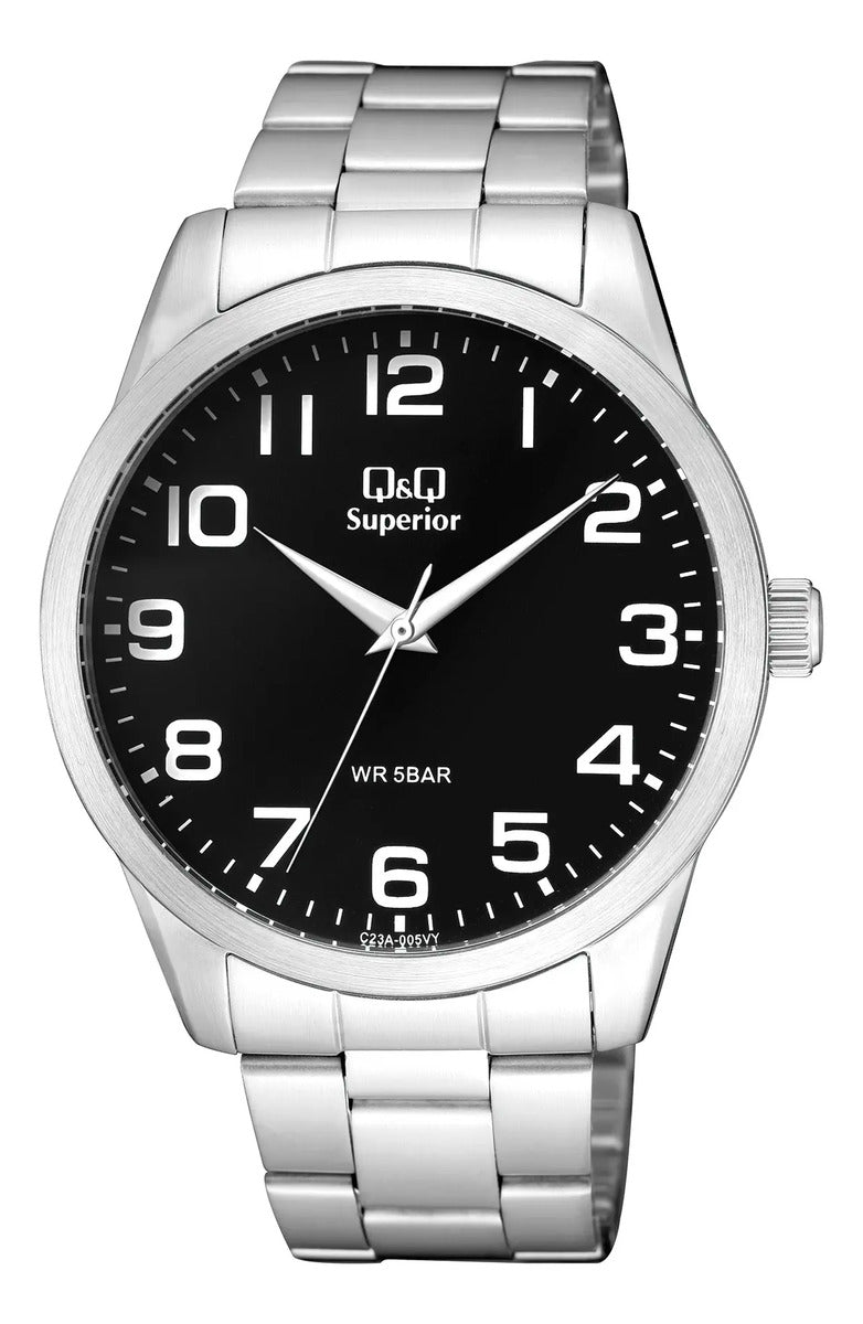 Reloj Q&q Metal Hombre 42mm C23a-005vy - Plateado