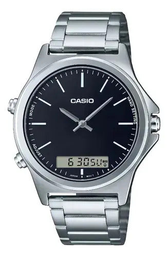 Reloj Casio Metal Hombre 46mm Mtp-vc01d-1e - Plateado Negro