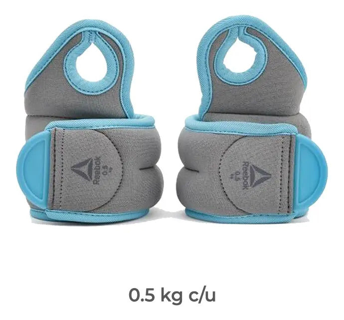 Muñequeras Con Agarre Dedo Libre 0,5kg C/u Reebok - Gris/azul